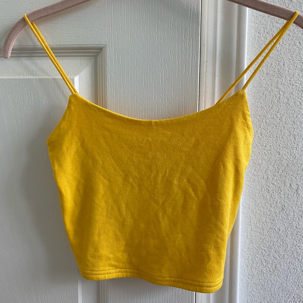 pacsun mustard yellow cropped tank cami